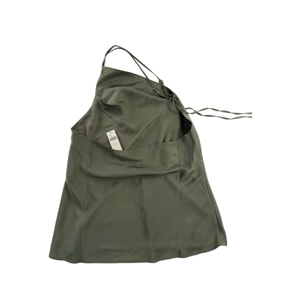 NWT Anthropologie Women's Asymmetric Halter Top Olive Green Size L - Picture 6 of 9